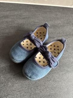 プティマイン Petitmain リボン付きデニム風キッズシューズ 14cm