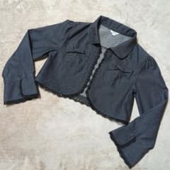 anyFAM デニム ショートジャケット リボン レース １３０cm 美品✧のサムネイル