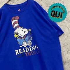 レアUS古着○Tシャツ ピーナッツ スヌーピー×ドクタースース ブルー 3XLのサムネイル