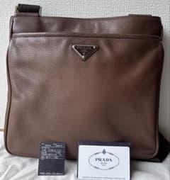 希少 PRADA プラダ レザー ショルダーバッグ ダーク ブラウン - メルカリ