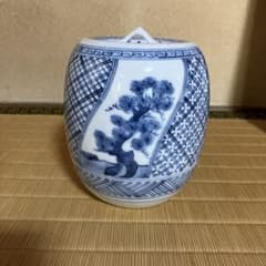 茶道具　古染付茶器　松竹梅絵　牙蓋添　仕覆二種付属　共箱　紙箱　S232CK 染付 水指 松竹梅 蓋付き 茶道具 - メルカリ