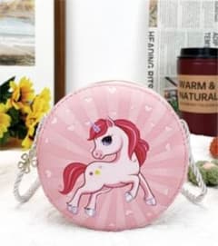 新品♡ユニコーン・丸型ポシェット♡ピンク　サークルバッグのサムネイル