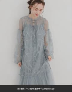 Dorry Doll リボン刺繍ギャザードレス　グレーのサムネイル