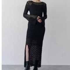 murua 透かし編み クロシェ ロングワンピース ブラック 美品のサムネイル