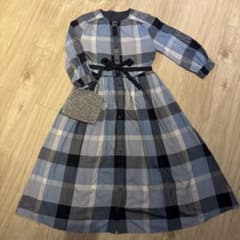 バーバリーブルーレーベル青系チェック柄 七分袖 ワンピース 36 - メルカリ