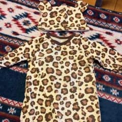 ヒョウ柄 ロンパース 新生児 帽子セットのサムネイル