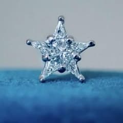 プラチナ スター 星 ダイヤモンド ピアス カイトカット 特殊 K18 片耳 