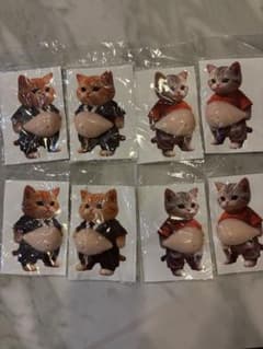 立体 猫 ぷにぷに腹 ステッカー 8枚セット ドア衝突防止 衝撃吸収