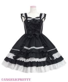 Angelic Pretty Sweetフリルジャンパースカート クロのサムネイル