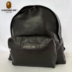 激レア】APE エイプ カウレザー 牛革 カモ 迷彩 リュック オールレザー 