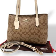 美品】COACH コーチ 2way PVC レザー シグネチャー トートバッグ