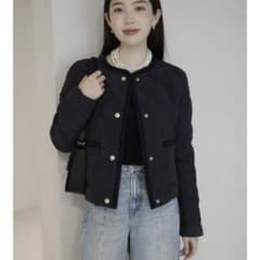 新品未使用】 TAION×anuans ノーカラーキルティングショートダウン