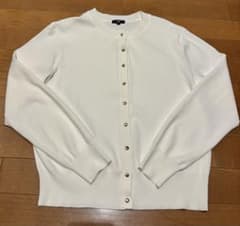 PLST UVカットレーヨンブレンドメタルボタンカーディガン　白　Sのサムネイル