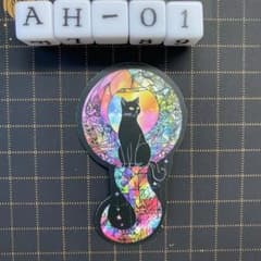 방수 스티커 고딕 검은 고양이 스테인드 글라스 풍 콜라주 소재 AH-1