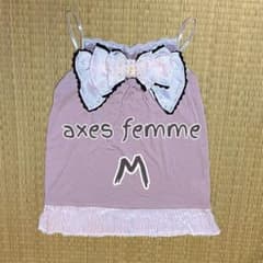 axes femme ビッグリボンキャミソール♡ピンク♡ビジュー♡ axes femme（アクシーズファム）の「ストライプビッグリボンキャミ