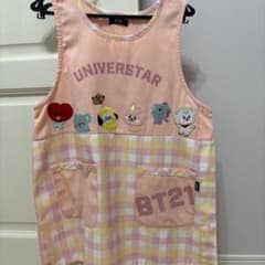 保育士エプロンBT21 UNIVERSTAR ピンクチェックのサムネイル