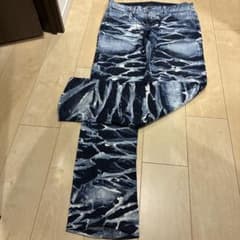 トルネードマート　男海思わせるような波模様デニムシューカットパンツ　Ｌ トルネードマート 男海思わせるような波模様デニムシューカットパンツ
