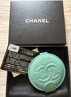 CHANEL ヴィンテージ コンパクトミラー キャビアスキン ブルー 