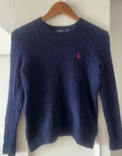 Polo Ralph Lauren ネイビーケーブルニットセーターXSカシミヤ混のサムネイル