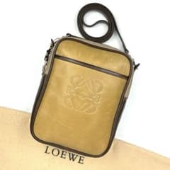 美品□ロエベ アナグラム ショルダーバッグ バイカラー ロゴ型押し