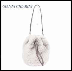 GIANNI CHIARINI ジャンニキャリーニ 巾着ハンドバッグ エコファー 