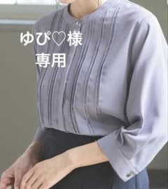 7分袖ピンタックブラウス Honeys ハニーズ パープル　Mサイズのサムネイル