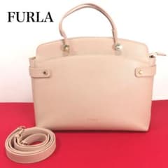 極美品☆フルラ　ピンクFRESIA.ｆ　レザー　斜め掛け　ハンドバッグ　Ａ９のサムネイル
