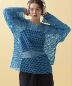 PBLIM メッシュオーバートップス　ブルー　SS 完売　重ね着　ユニセックスのサムネイル