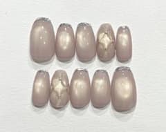 【現品】ネイルチップ　マグネットネイル　ガラスフレンチ　キルティングネイルのサムネイル