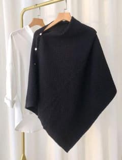 多機能　ニット　ストール　ポンチョ　ブラック