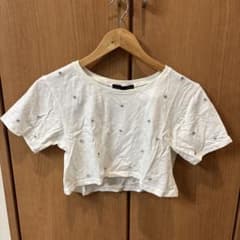 ビジュー付き クロップド丈 Tシャツ ホワイトのサムネイル