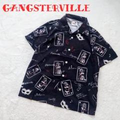 GANGSTERVILLE アロハシャツ ブラック GANGSTERVILLE ギャングスタービル レーヨン オープンカラー