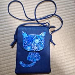 猫モチーフ 花柄 ショルダーバッグ ポシェットのサムネイル