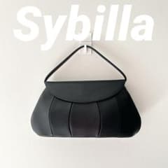シビラ Sybilla バッグ フォーマル ハンド レザー 黒 ラウンドカット 