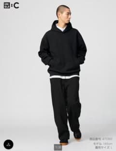 UNIQLO C スウェットワイドパンツ ブラックのサムネイル