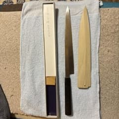 源昭忠 本焼ふぐ引包丁 黒檀柄　9寸鞘付き 源昭忠 本焼ふぐ引包丁 黒檀柄 9寸鞘付き - メルカリ