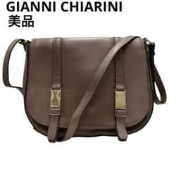 美品 ジャンニキャリーニ ショルダーバック ブラウン ゴールド金具 レザー