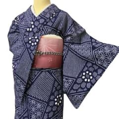 A63有松鳴海絞り高級浴衣 花 綿レディース浴衣単品 お仕立て - メルカリ