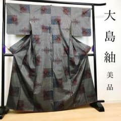 ZF-927 大島紬 本場奄美大島 三大紬 しつけ糸 正絹 美品 カタス式 高級
