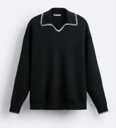 【完売商品】ZARA コントラストトップステッチ　ニットセーター　【激レア】 ZARA - 【完売商品】ZARA コントラストトップステッチ ニットセーター