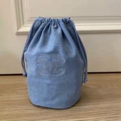 未使用】CHANEL ノベルティ デニム巾着ポーチ 非売品 箱付き Kt1