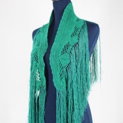 【フラメンコ用衣装 大判】フレコ付き ブラウン グリーン刺繍 マントン シージョ m70067149779_1.jpg?1726902374