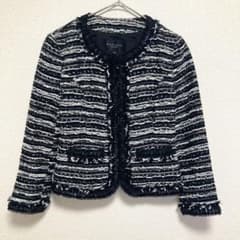 MATERIA MILANO Collarless Tweed Jacket, Size M, with Glitter Fringe