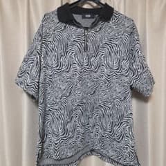 AZUL BY MOUSSY ゼブラ柄 ハーフジップ 半袖シャツ Fのサムネイル