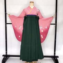 特価！袴セット 卒業袴 裄68㎝ 袴95㎝ 中古 ピンク 緑 卒業式 H-226