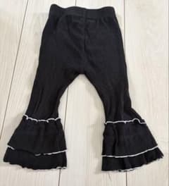 裾フリル リブパンツ ブラック 90cmのサムネイル