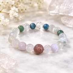 愛と癒しの天然石ブレスレット｜ストロベリークォーツ×アメジスト×水晶のサムネイル