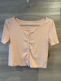 GAP リブ 半袖 カーディガン ピンク XSのサムネイル