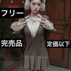 ダーリッチ シャツドッキングプリーツミニワンピース モカ FREE - メルカリ