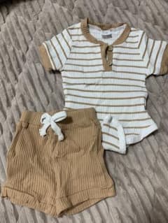 ベビー服 セットアップ ボーダー リブ素材 0-3Mのサムネイル